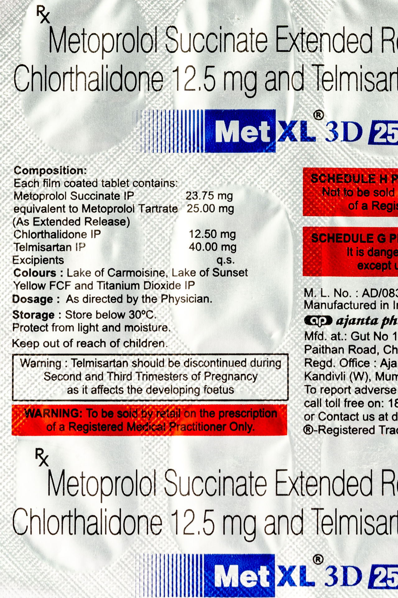 Met XL 3D 25/12.5 Tablets ER