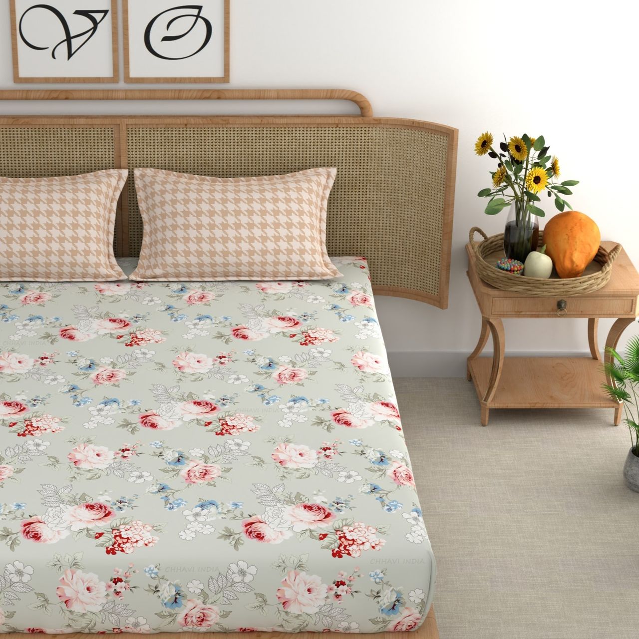 CHHAVI INDIA King Size Bedsheet With 2 Pillow Covers | Design Kb323