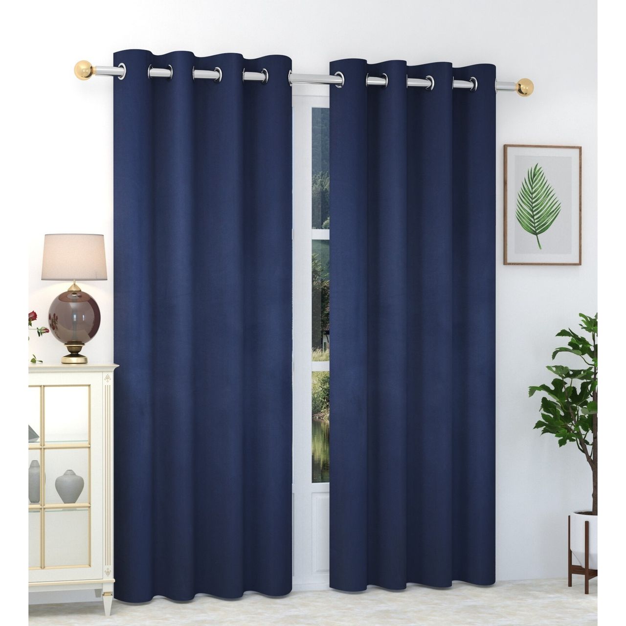 Casacraft by Pepperfry Window Curtains 5 feet | Set of 2 | Blue