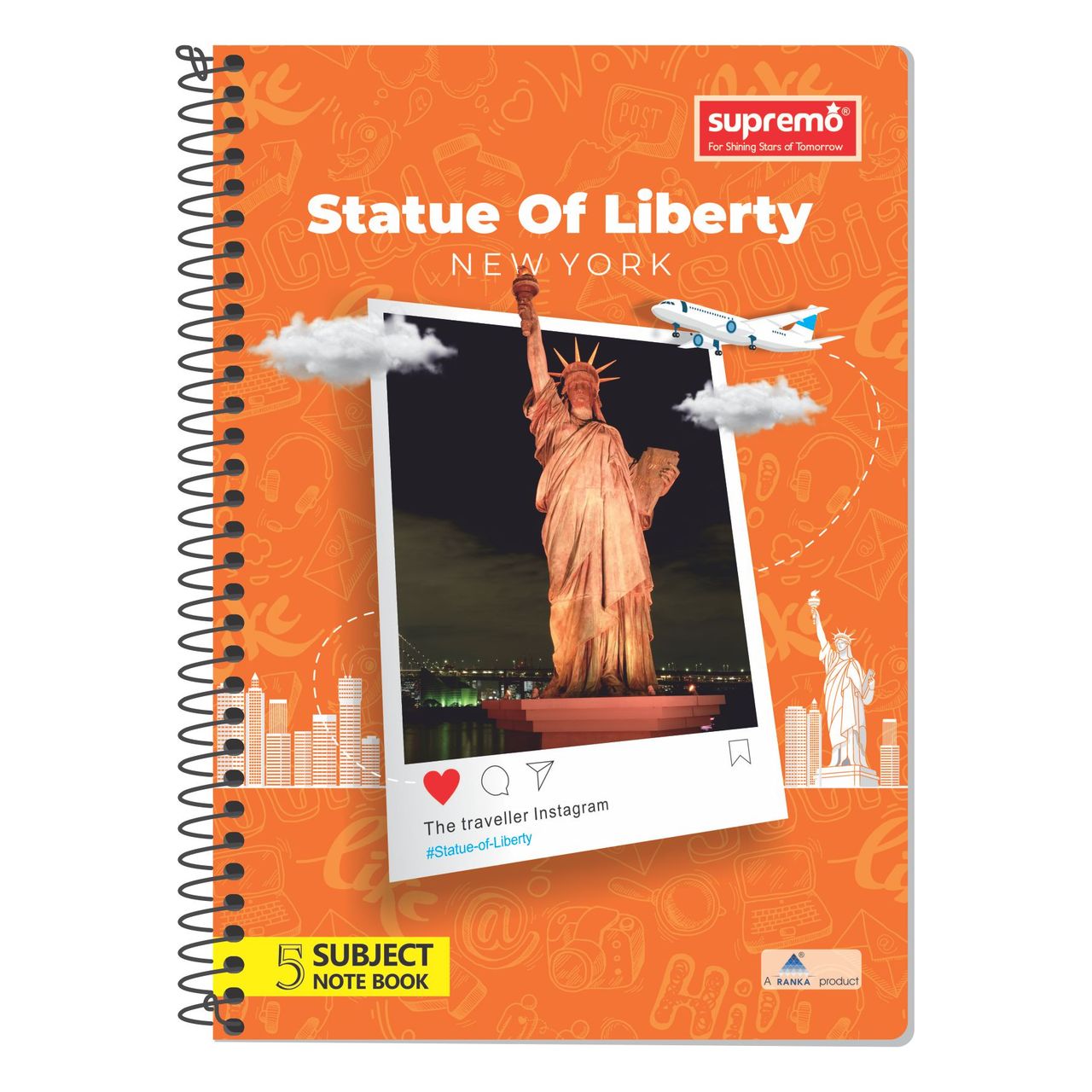 supremo A4 Spiral Notebook 6 Subject 300 Pages, Single Line