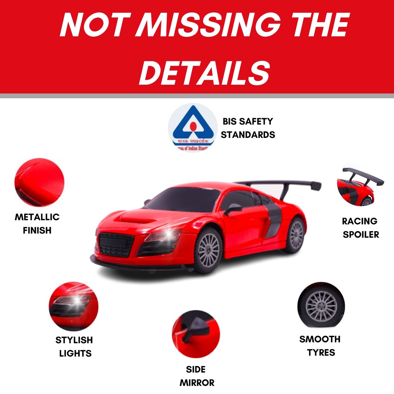Race N Roll 1:24 Rechargeable Hi Speed Mini Remote Control Car - Aud Red