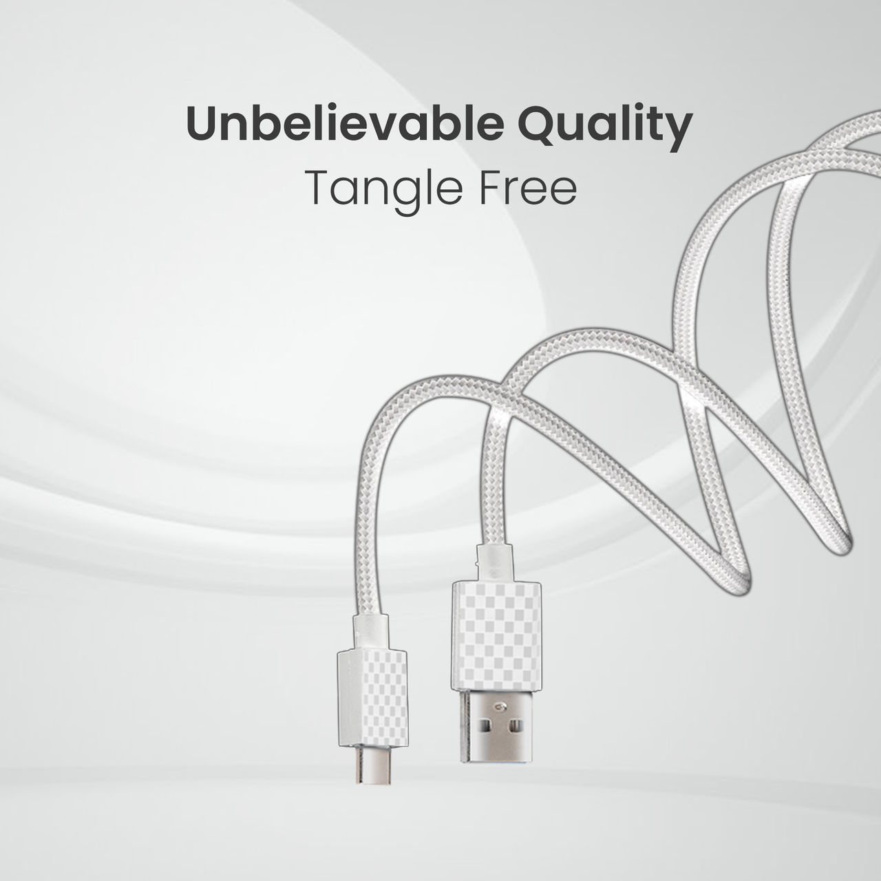 Cellecor Y02 C-Type USB Data Cable Tangle Free With 3A Fast Charging Speed - 1 pc