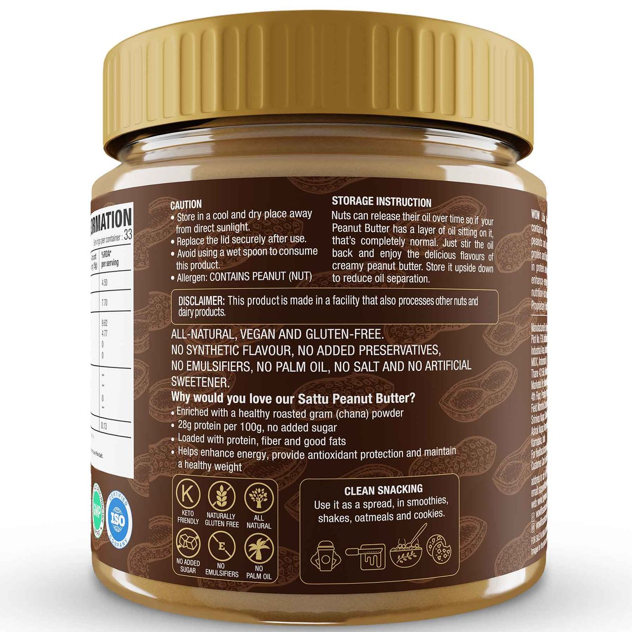WOW Life Science Creamy Sattu Peanut Butter