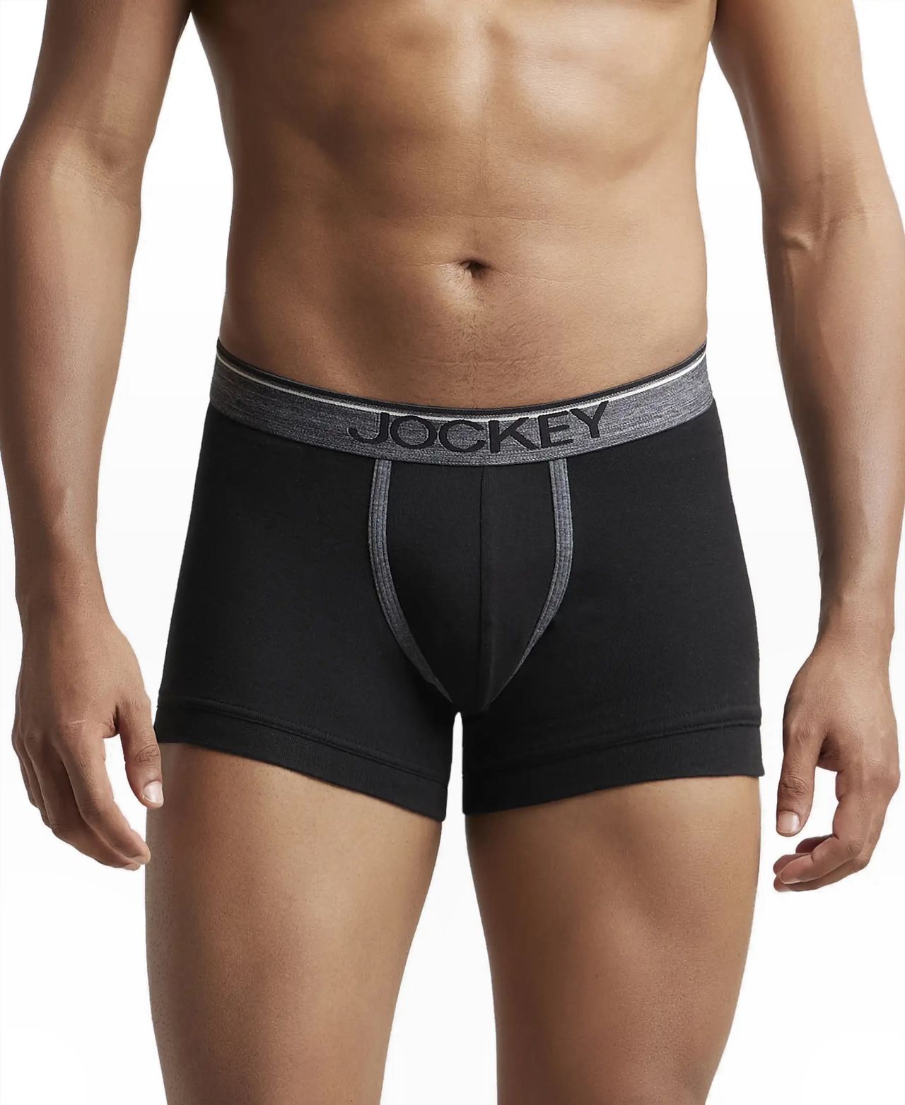 Jockey 8015 Men's Super Combed Cotton Rib Solid Trunk|Ultrasoft Waistband|PO2 | Black-M