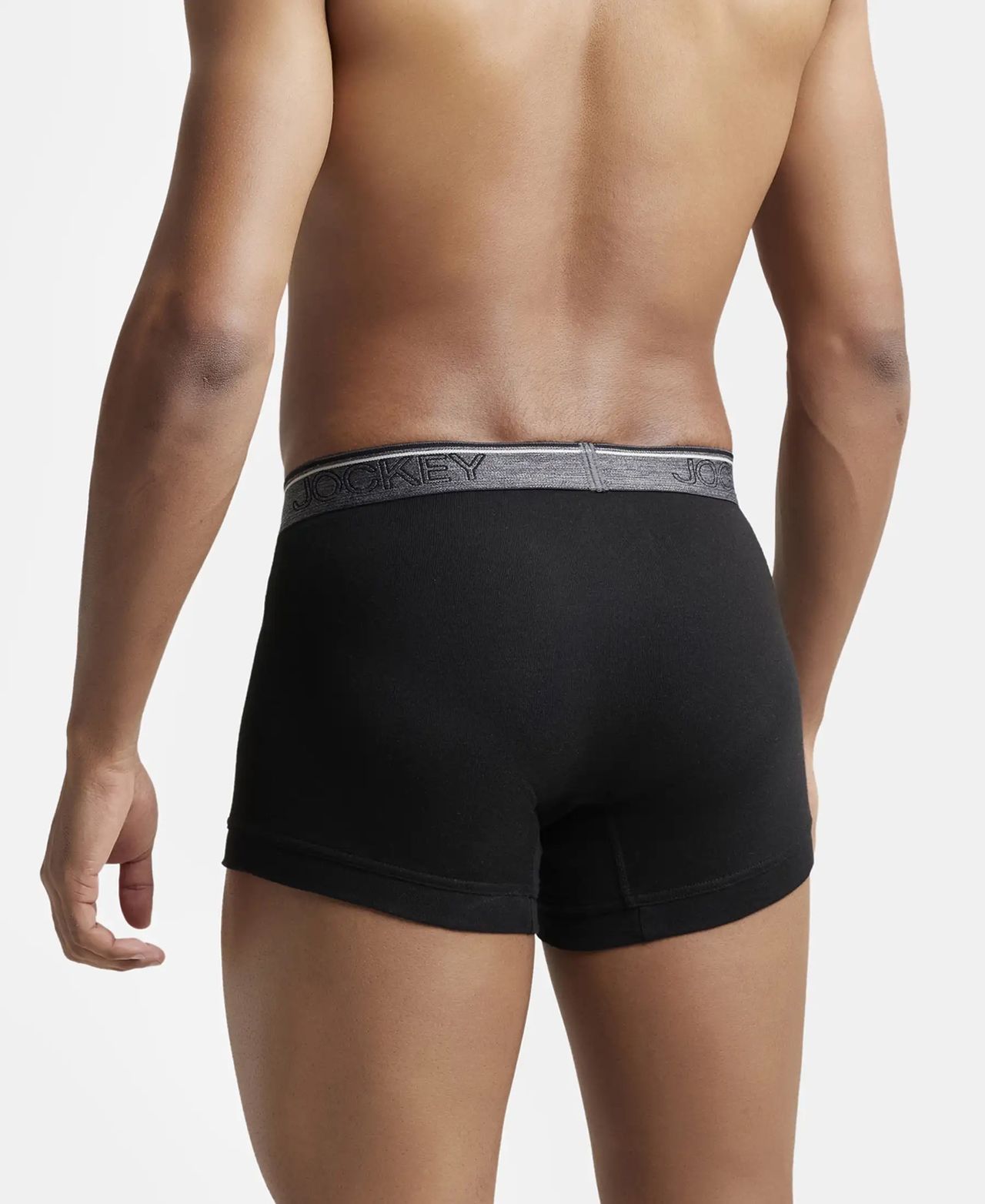 Jockey 8015 Men's Super Combed Cotton Rib Solid Trunk|Ultrasoft Waistband|PO2 | Black-M