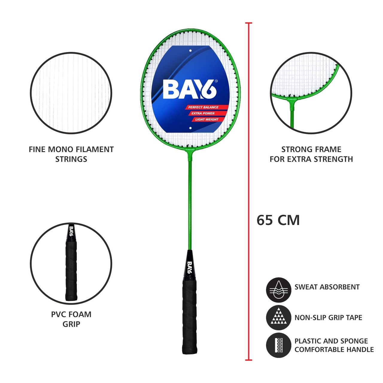 BAY6 Smash Badminton Racket | Green