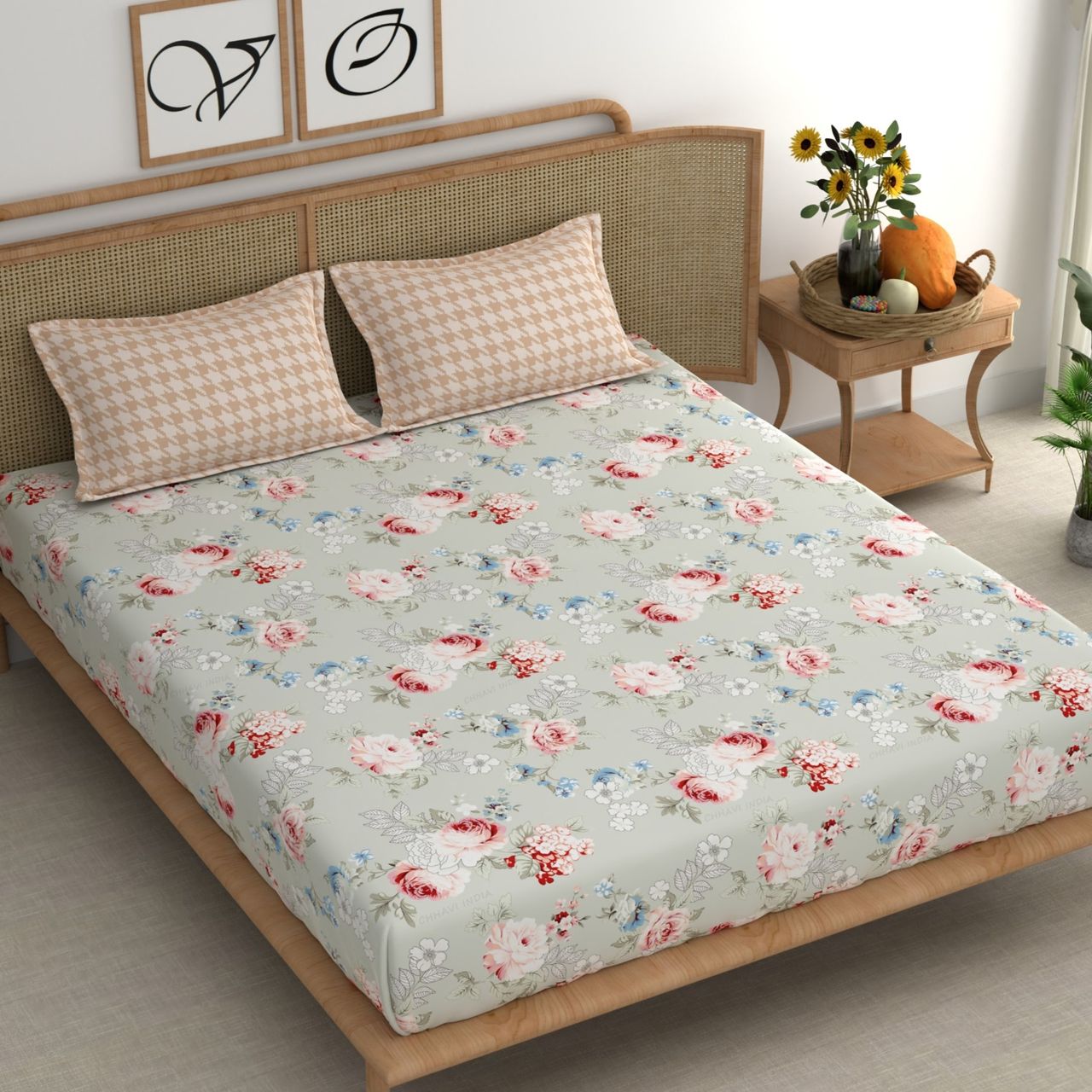 CHHAVI INDIA King Size Bedsheet With 2 Pillow Covers | Design Kb323