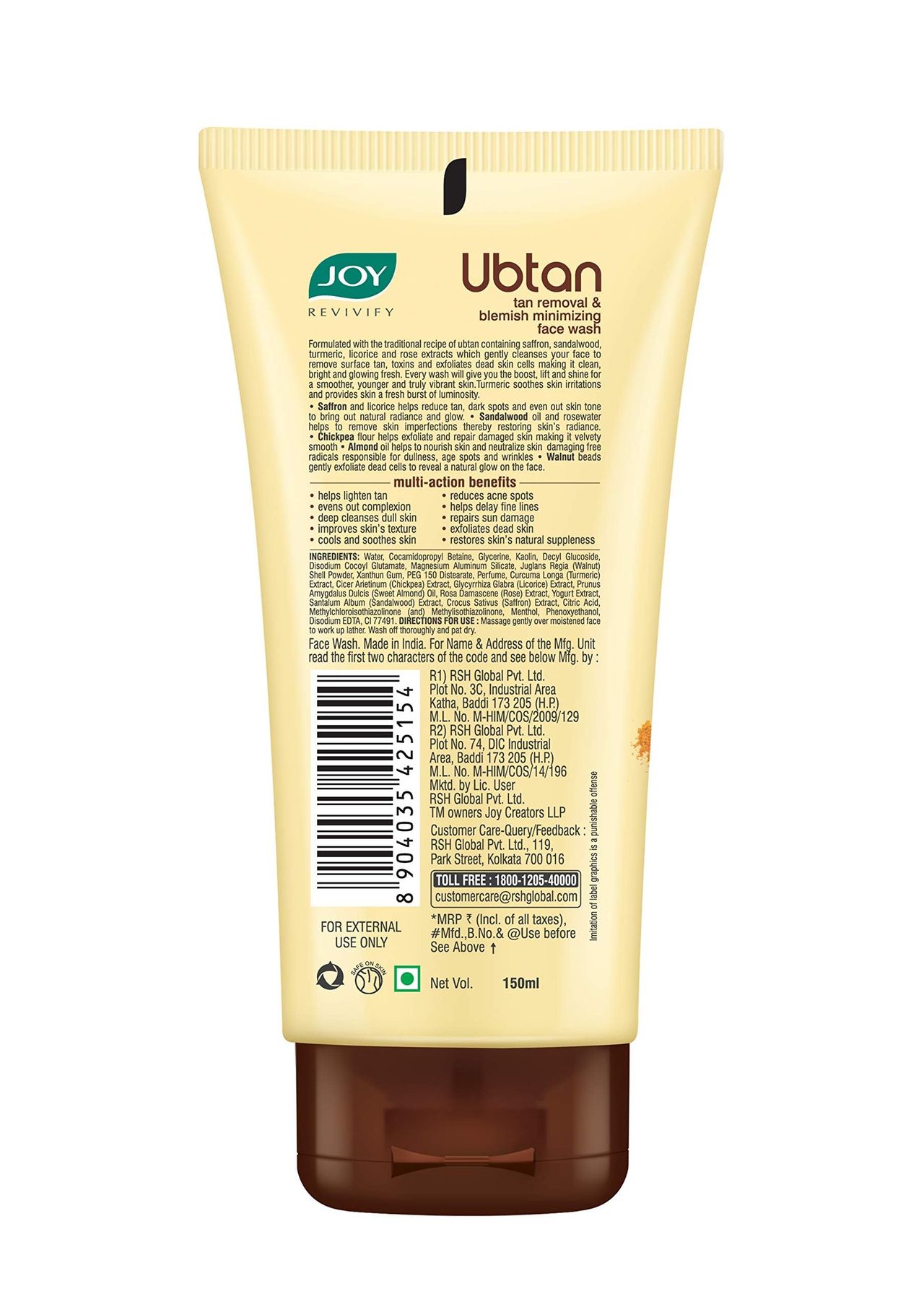 JOY Revivify Ubtan Tan Removal And Blemish Minimizing Face Wash