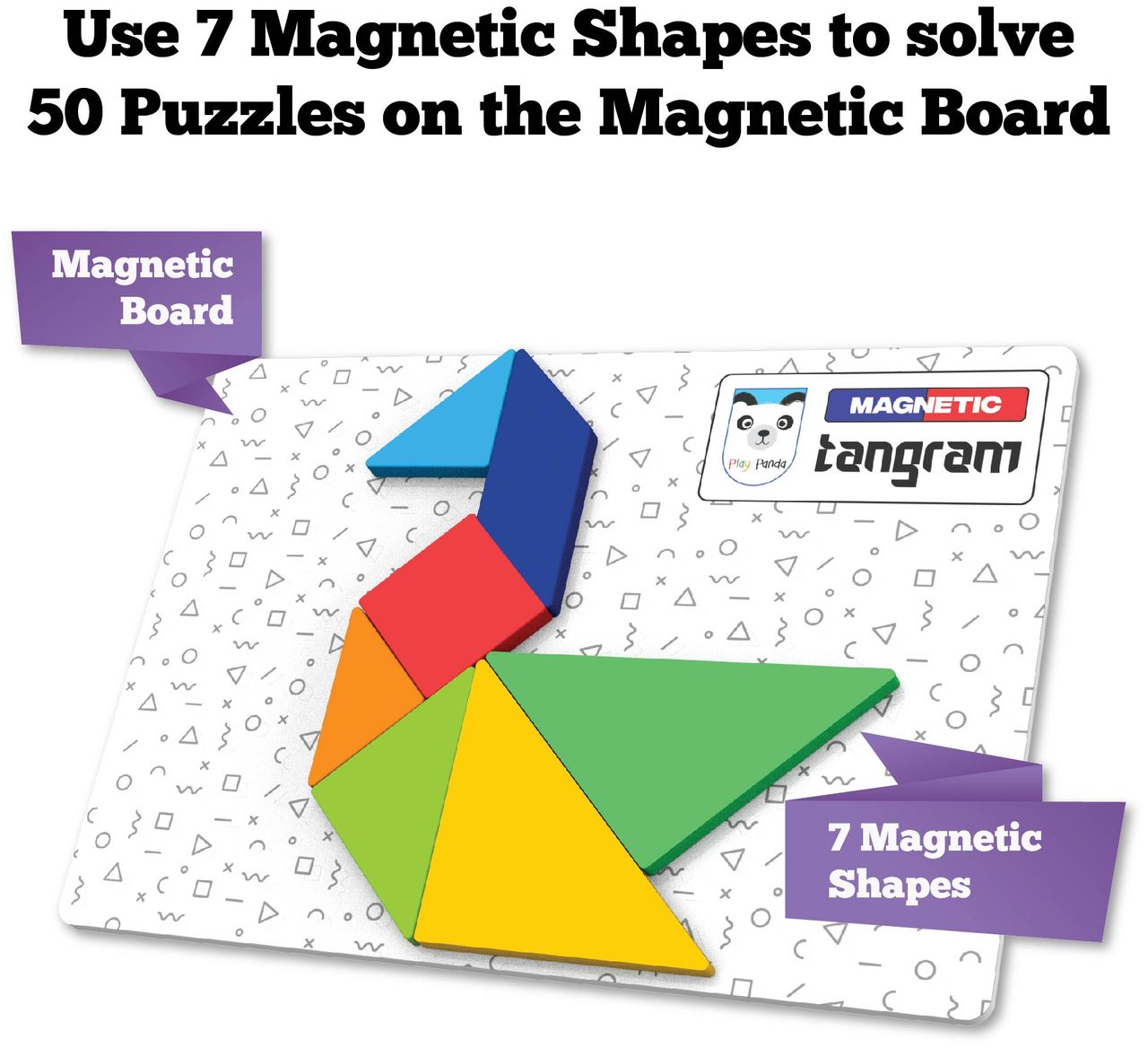 Play Panda Magnetic Tangram Puzzle Animals Solve 50 Puzzles using Magnetic Shapes - Magnetic Shapes