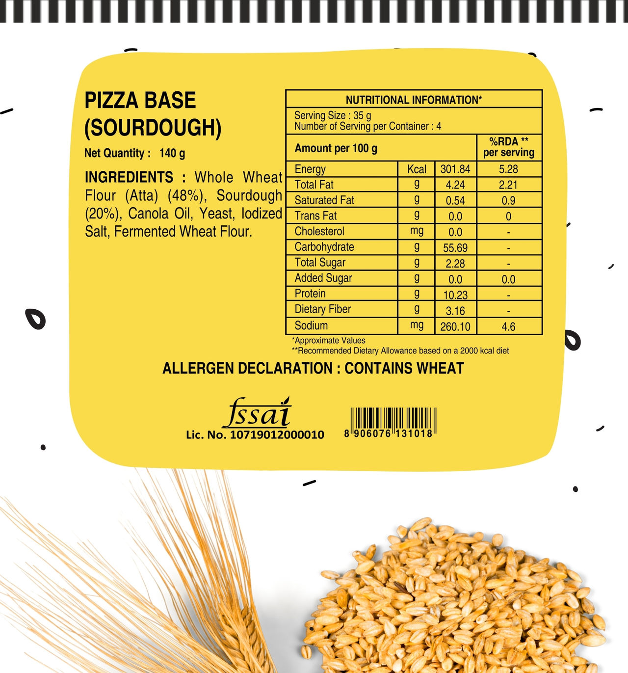 The Baker's Dozen Zero Maida Pizza Base No Palm Oil No Preservative 100% Wholewheat 140 g Combo