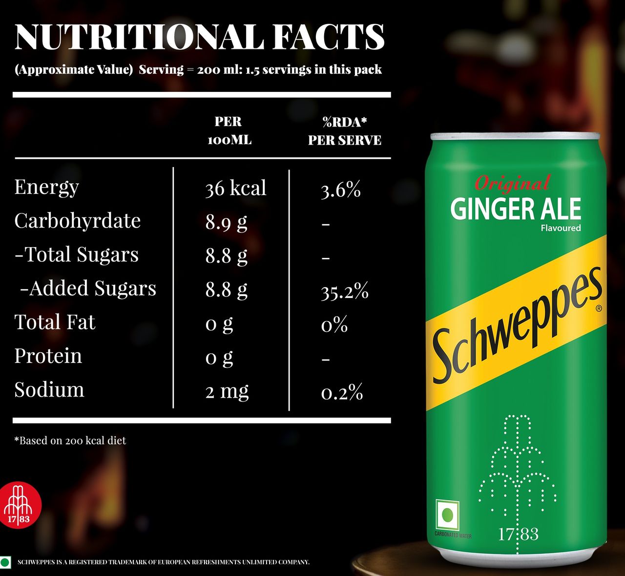 Schweppes Original Ginger Ale Can 300 ml Combo