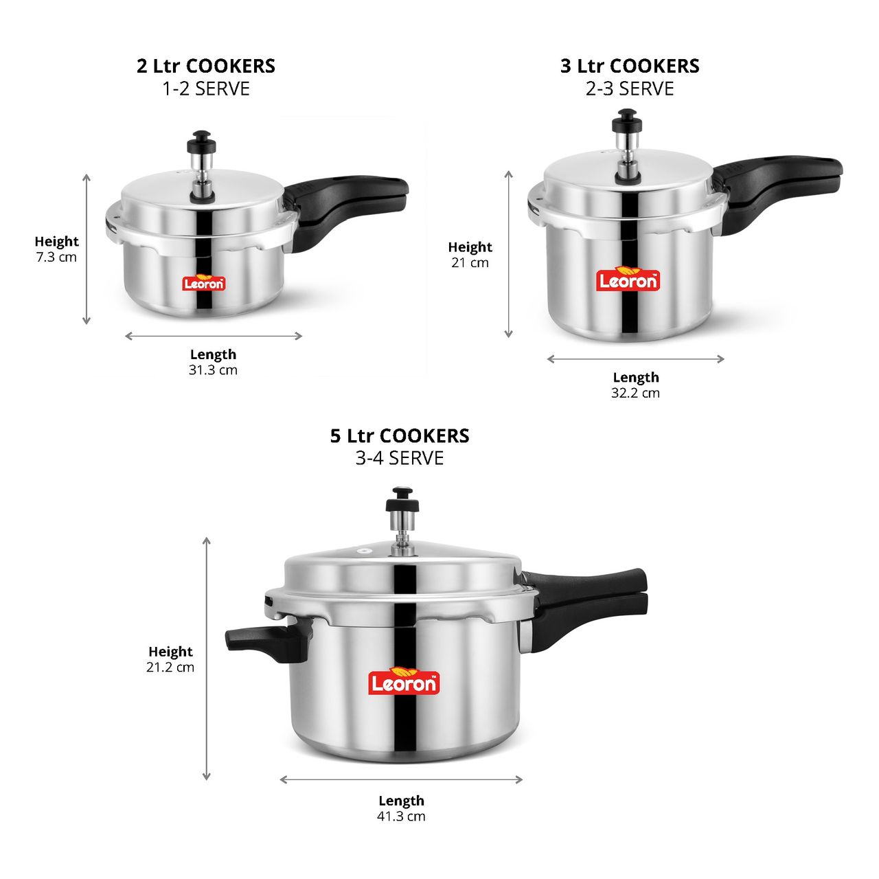 Leoron 2 Litre Outer Lid Induction Bottom Aluminium Pressure Cooker