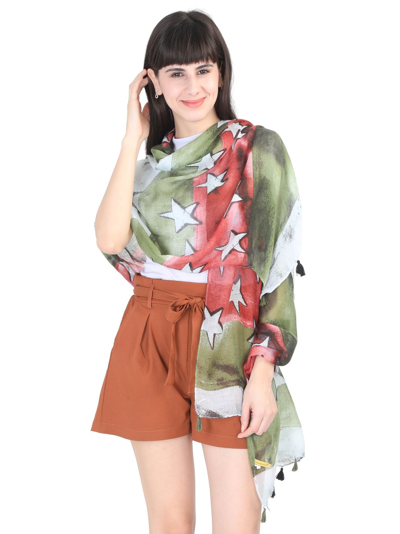 Fabseasons Women's Cotton Scarf | Green - One Size