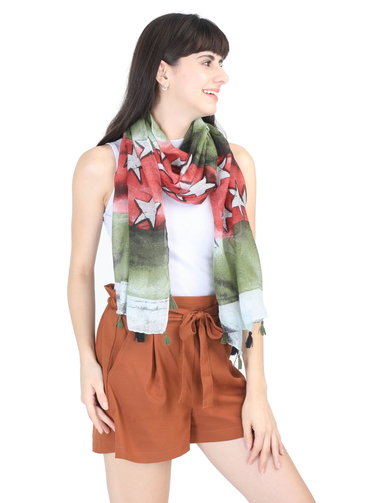 Fabseasons Women's Cotton Scarf | Green - One Size