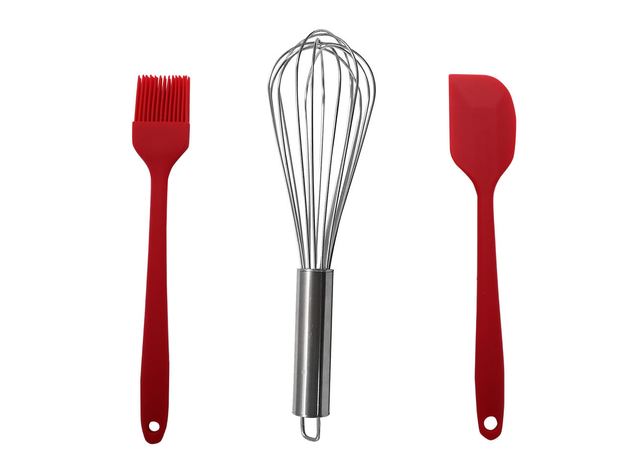 Silicone 3 Pc Combo (Whisk+Oil Brush+Spatula) - Assorted