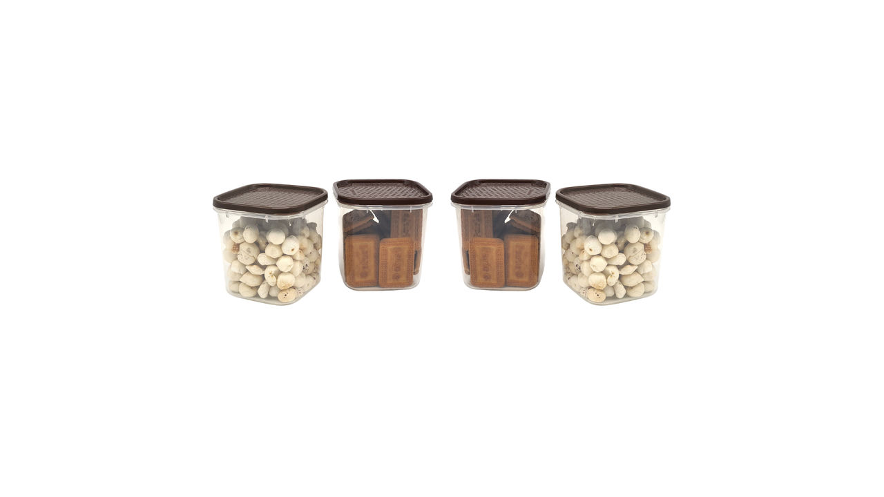 Mahaware Modular Polka Container | Easy Storage Container | 600ml (Set of 4)
