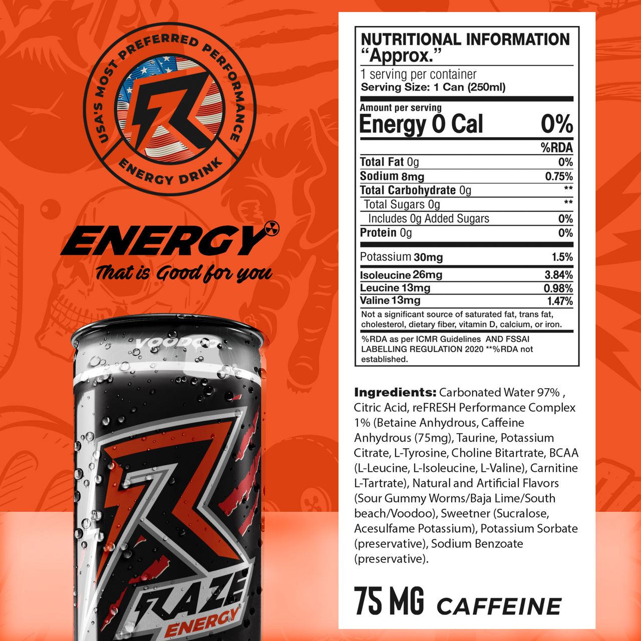 Raze Functional Energy Drink Voodoo Can 250 ml Combo