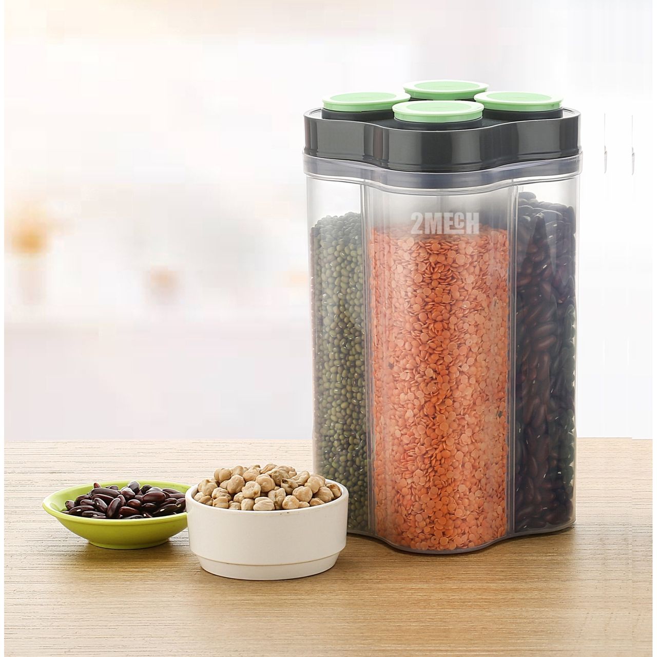 2Mech 4 Section Plastic Kitchen Storage Container