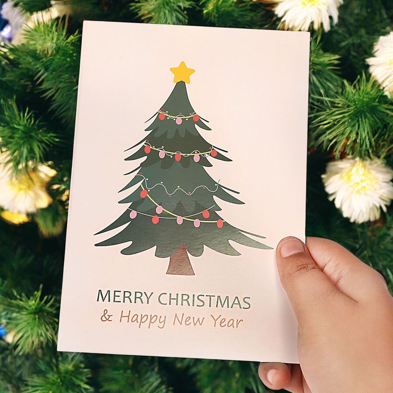 Quace Christmas Tree Seasons Greetings Card