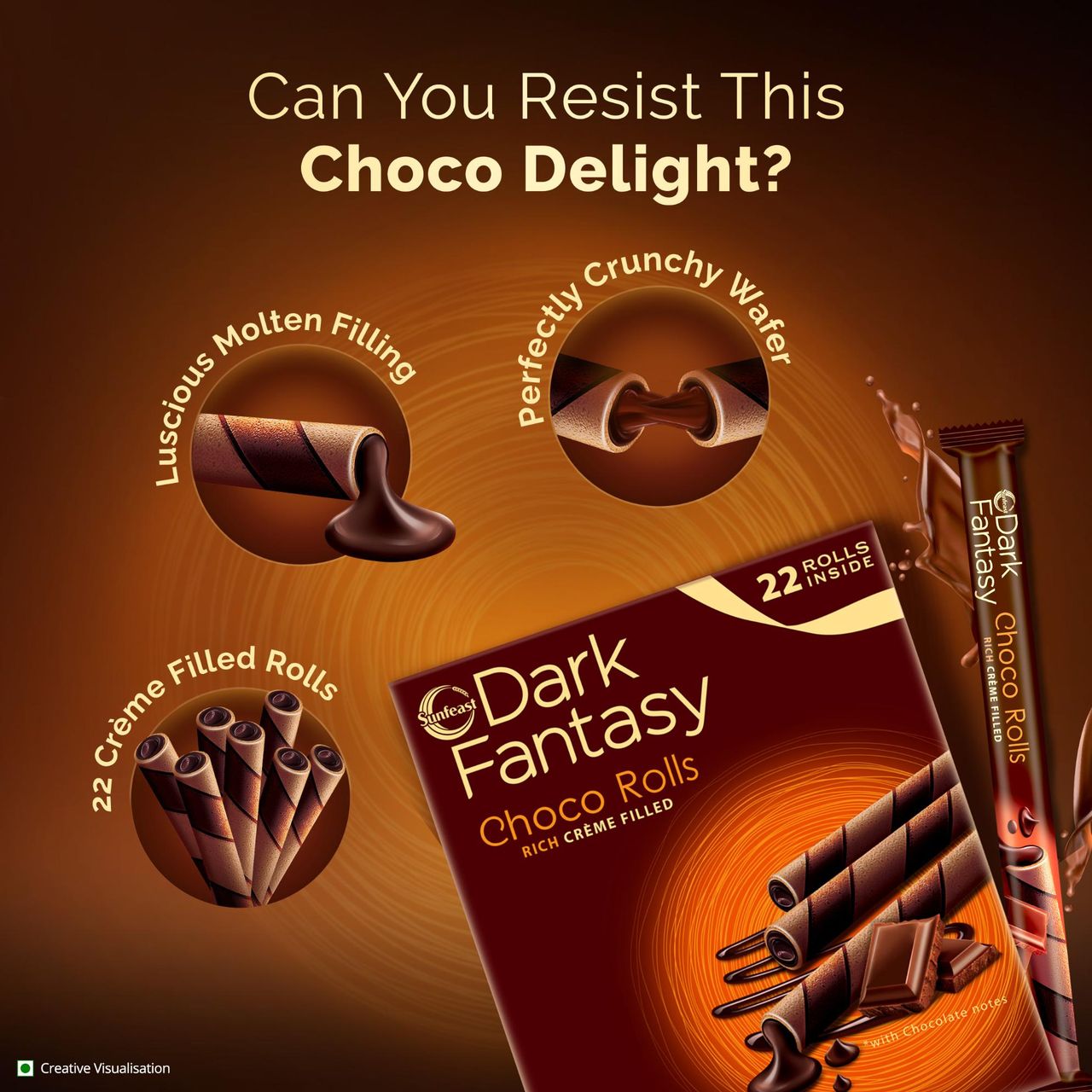 Sunfeast Dark Fantasy Choco Rolls | Crunchy Wafer Rolls Combo