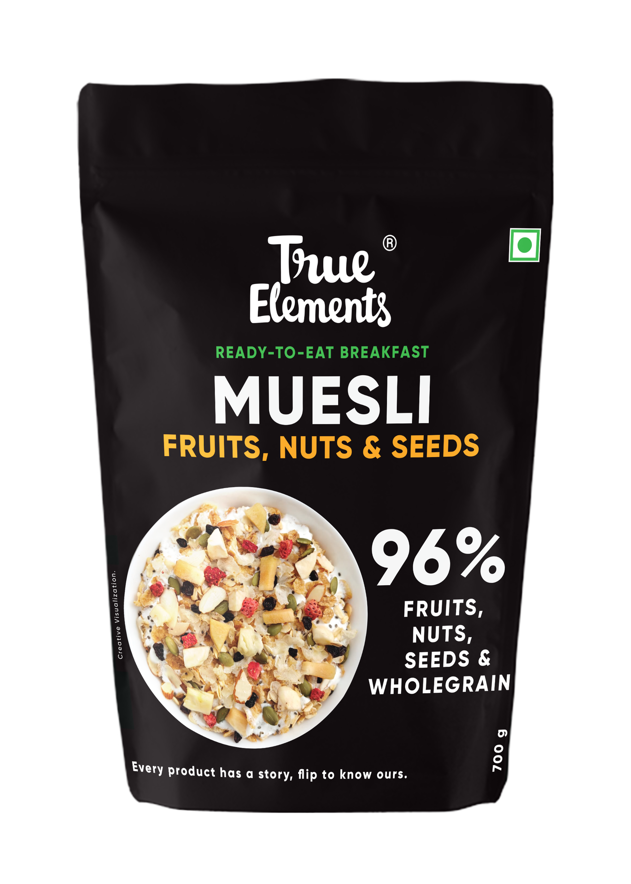 True Elements Fruit & Nut Muesli - Rich In Protein & Fibre No Added Sugar 700 g Combo