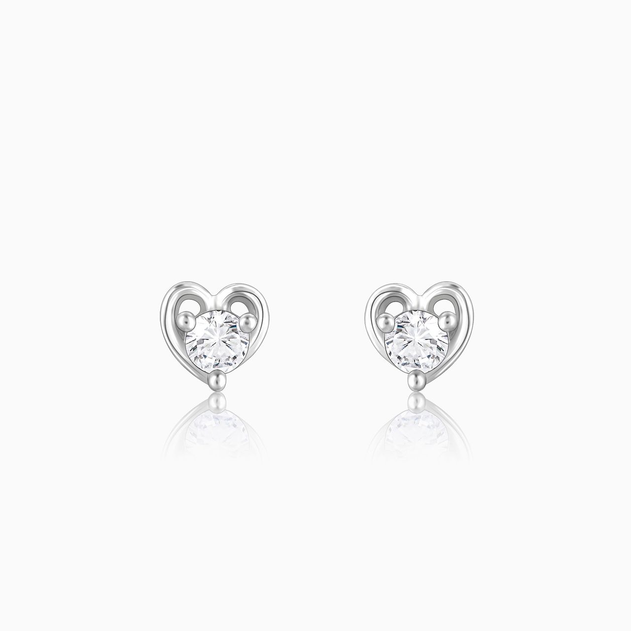 Giva Anushka Sharma Silver Zircon Small Heart Studs