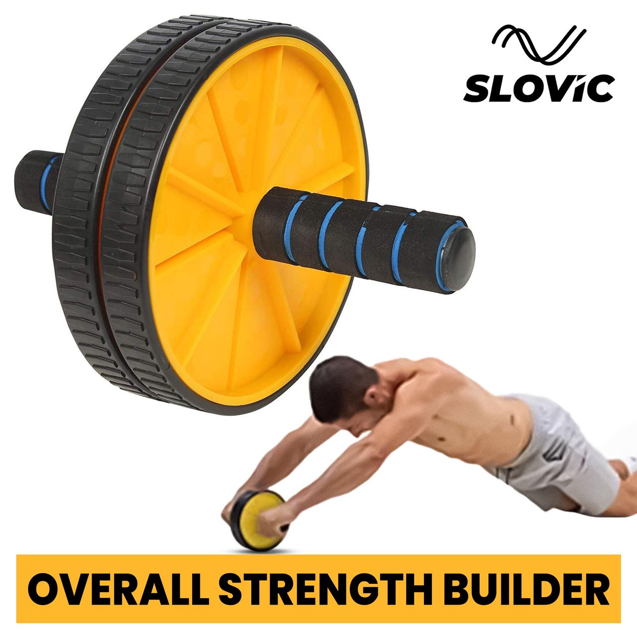 SLOVIC Double Wheel Ab Roller Gym for Exercise Fitness Equipment Ab Exerciser with Mat