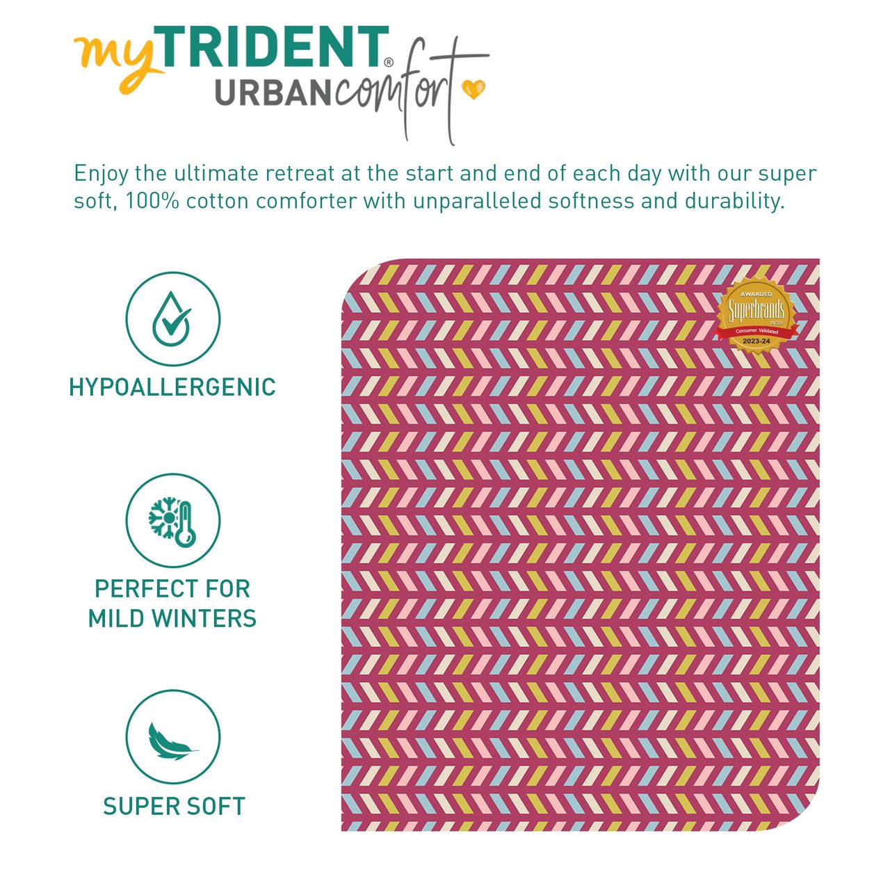 Mytrident Cotton AC Comforter | Printed Reversible Double Bed Comforter - Party Mood Pink
