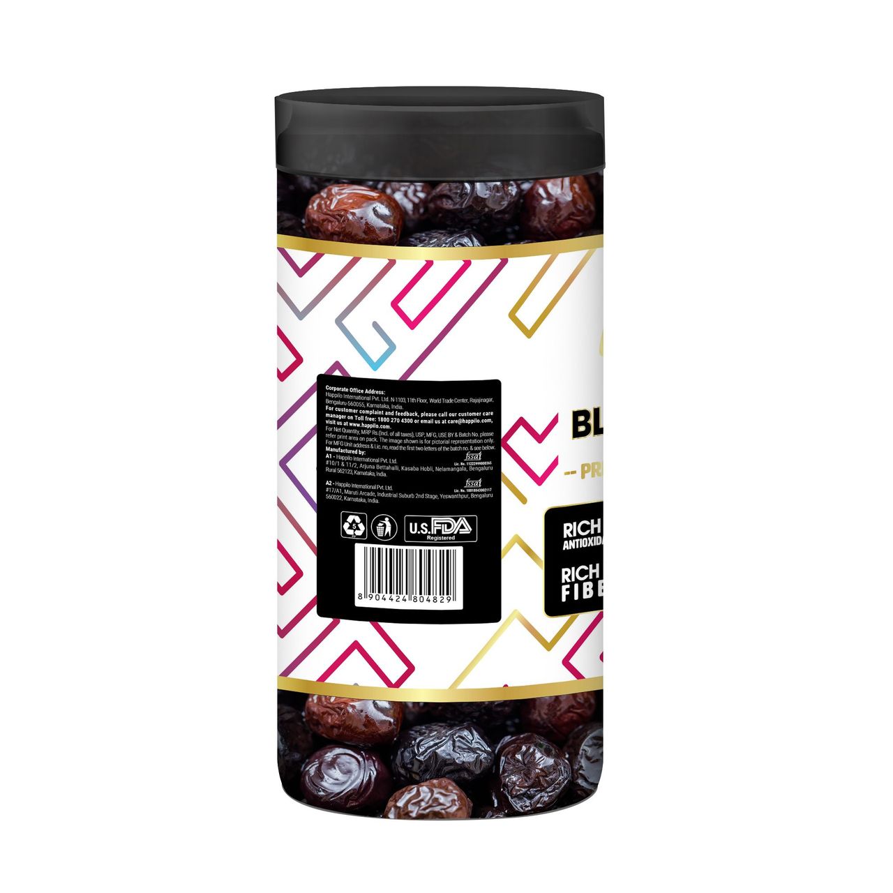 Happilo Black Dates Jar