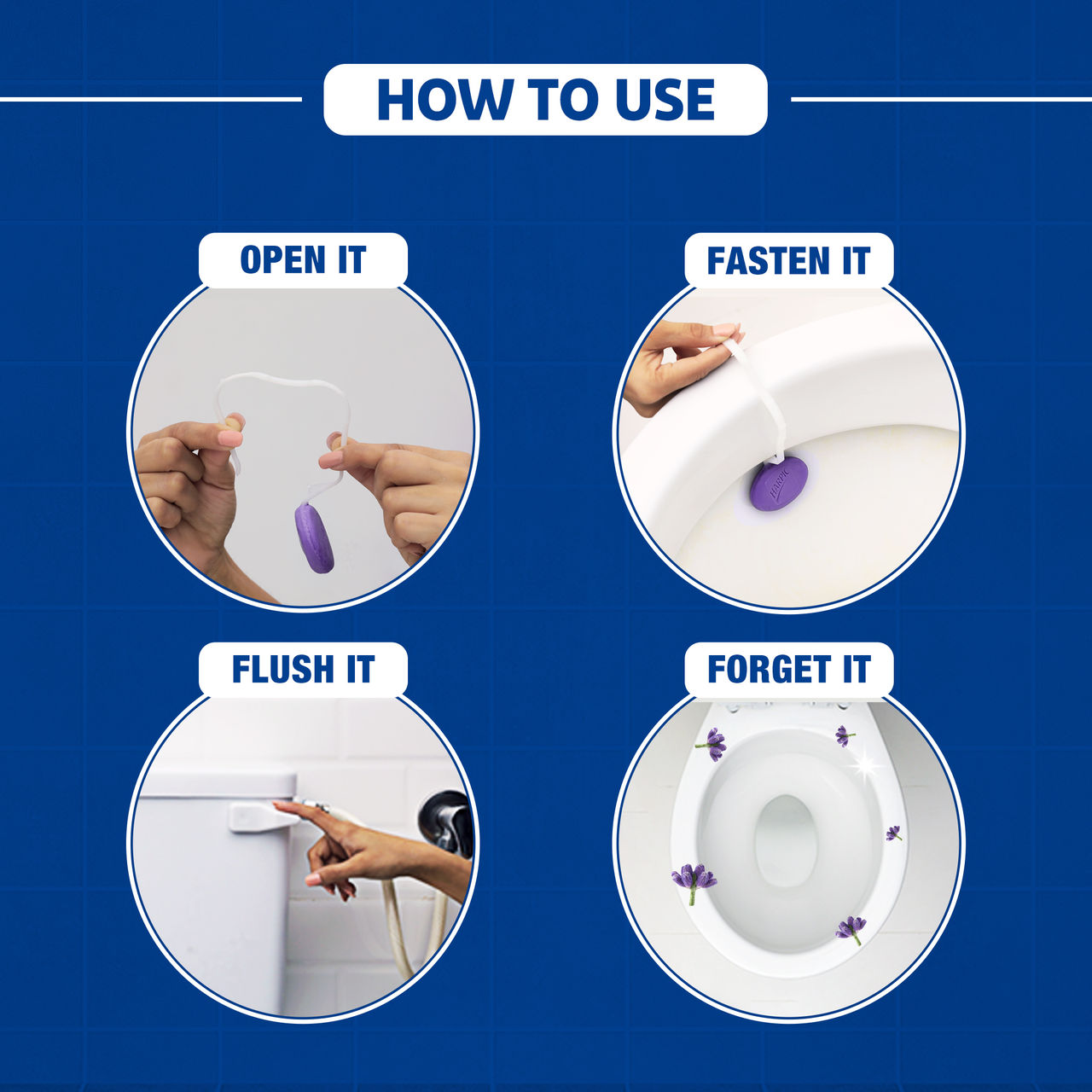 Harpic Hygienic Toilet Cleaner Rim Block Lavender 26 g Combo