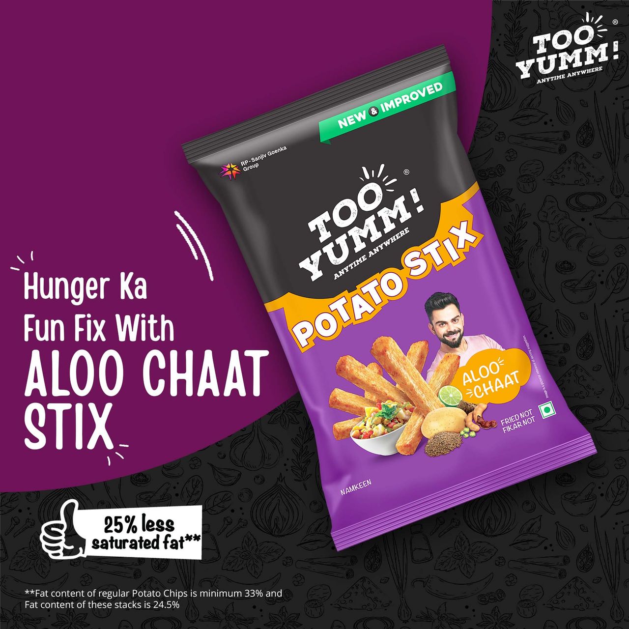 Too Yumm! Aloo Chaat Potato Stix | Munching Snack | On-the-Go Munchies