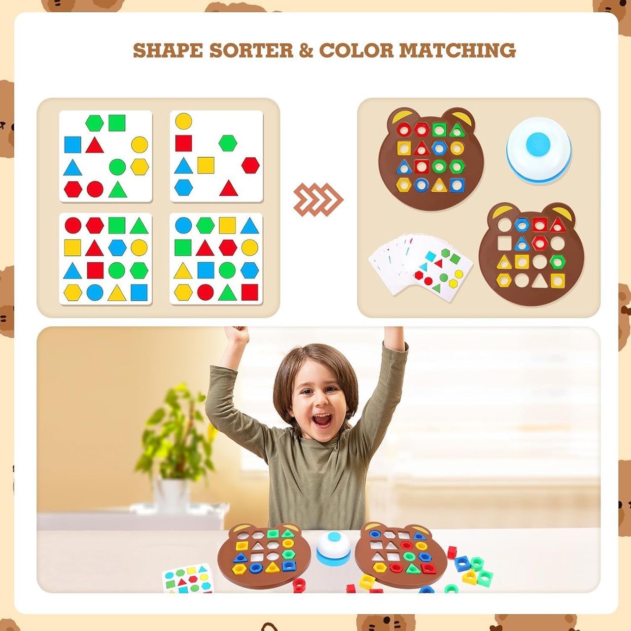 Kidology Children Learning and Educational Geometric Shape Puzzle Quick Matching Two Players