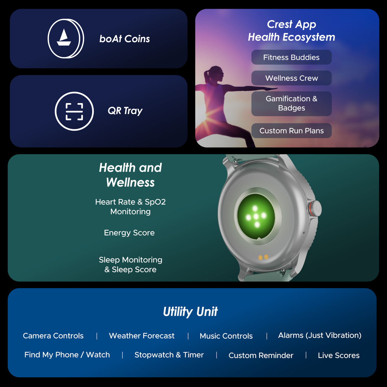boAt Lunar Discovery Smartwatch | 1.34" Display | BT Calling - Mint Green