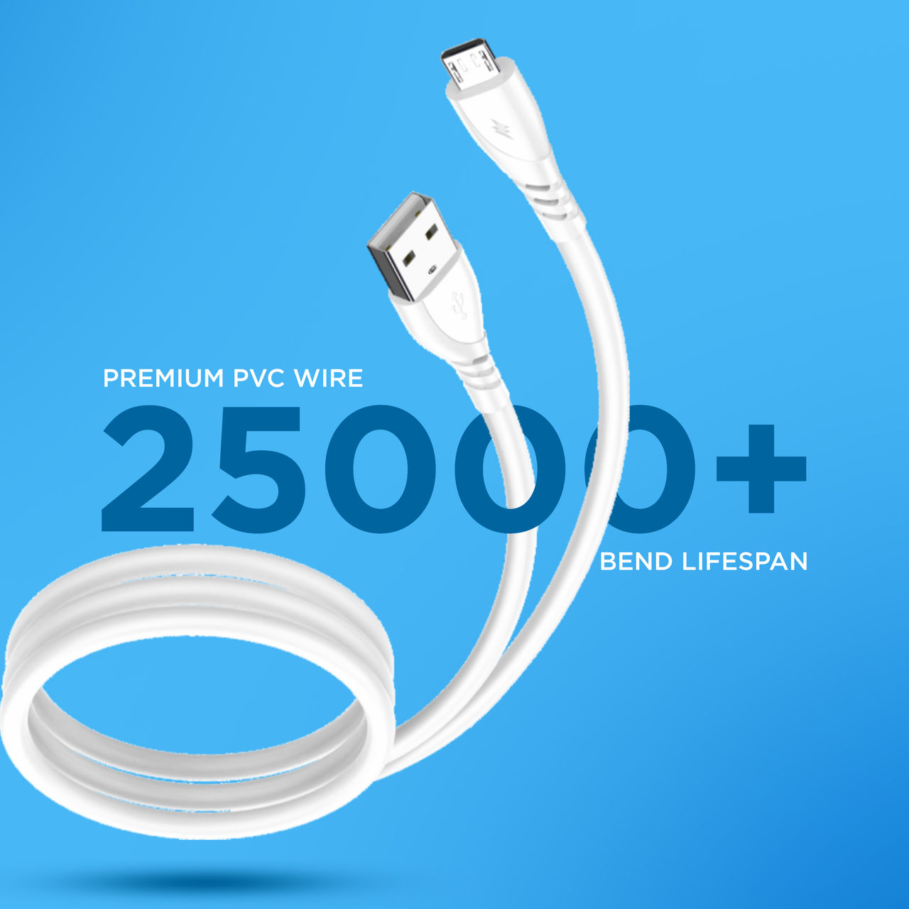 Aroma C21 - 2.4 Amp USB-A to Micro | Fast Charging Sync and Charge Data Cable | White - 1 m