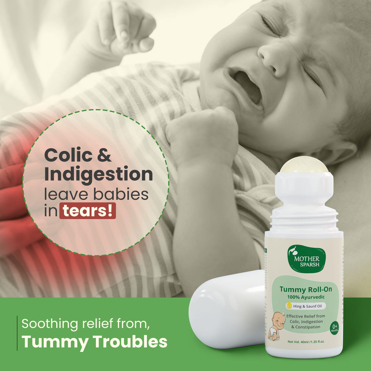 Mother Sparsh Tummy Roll On For Baby Colic Relief Kids | 0 - 1 year