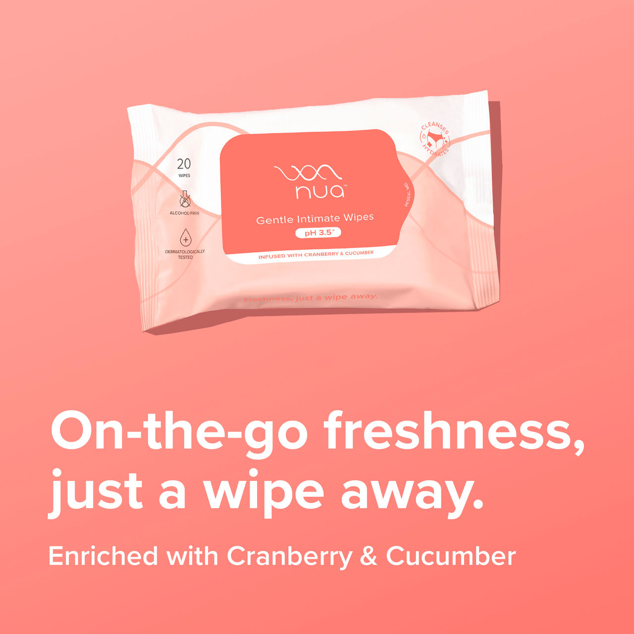  Nua Intimate Wipes for Gentle, pH-Balanced Cleansing 