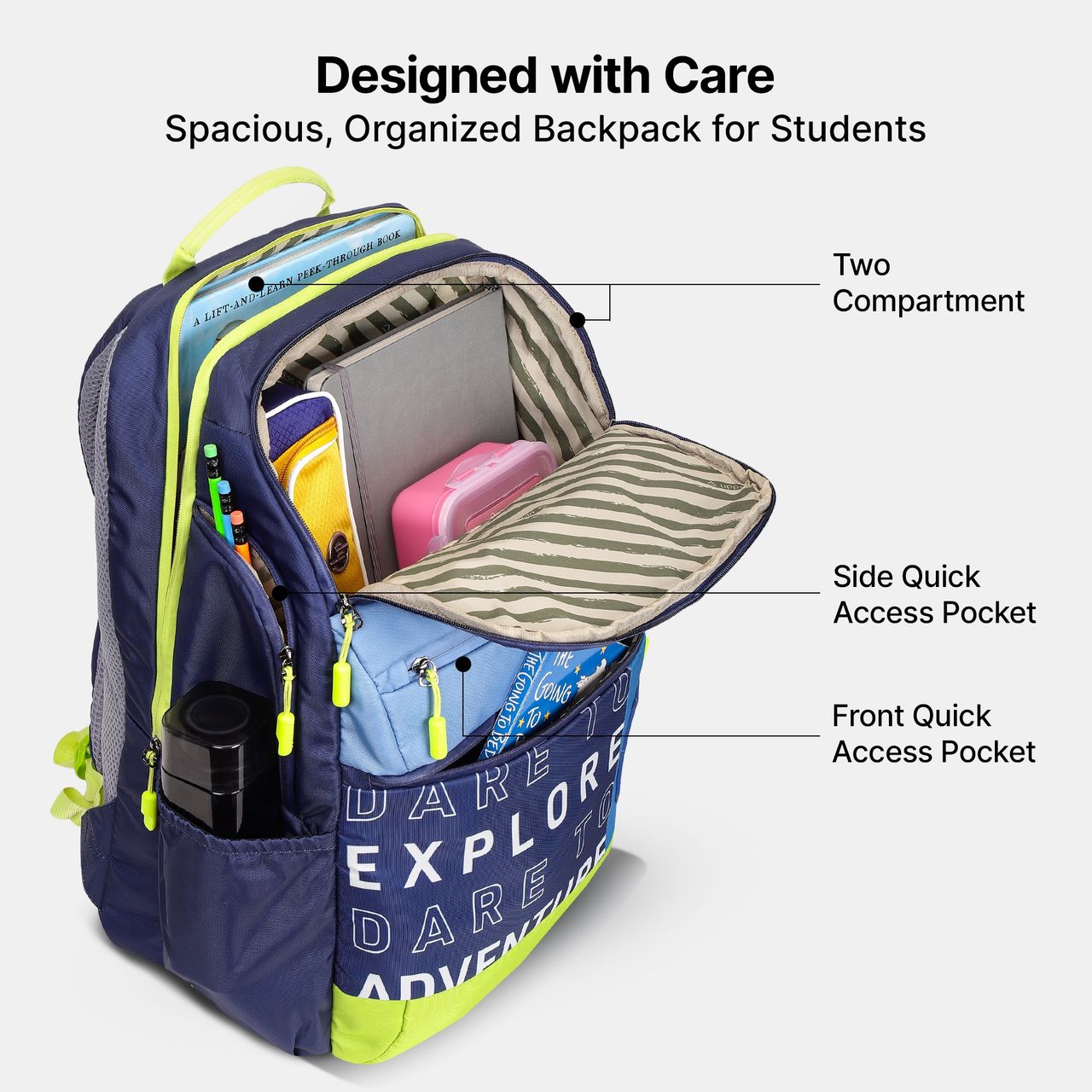 Uppercase Unisex Polyester 20 L Top Handle School Backpack | Blue - 15 Inches
