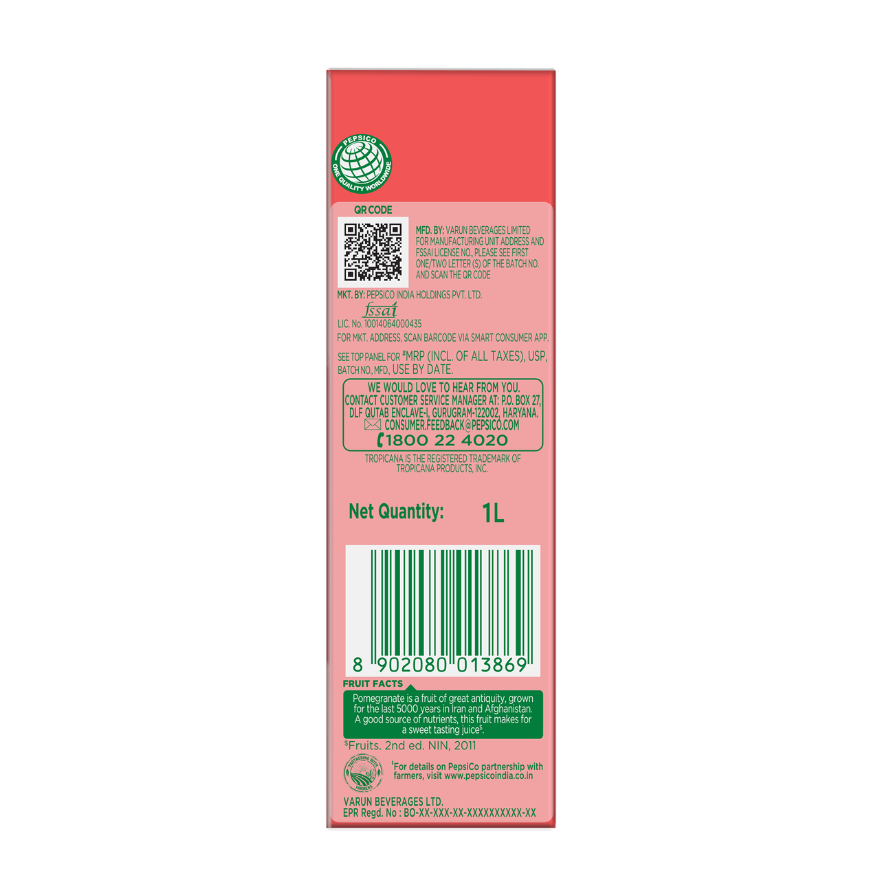 Tropicana Pomegranate Delight Fruit Juice Tetrapack 1 l Combo