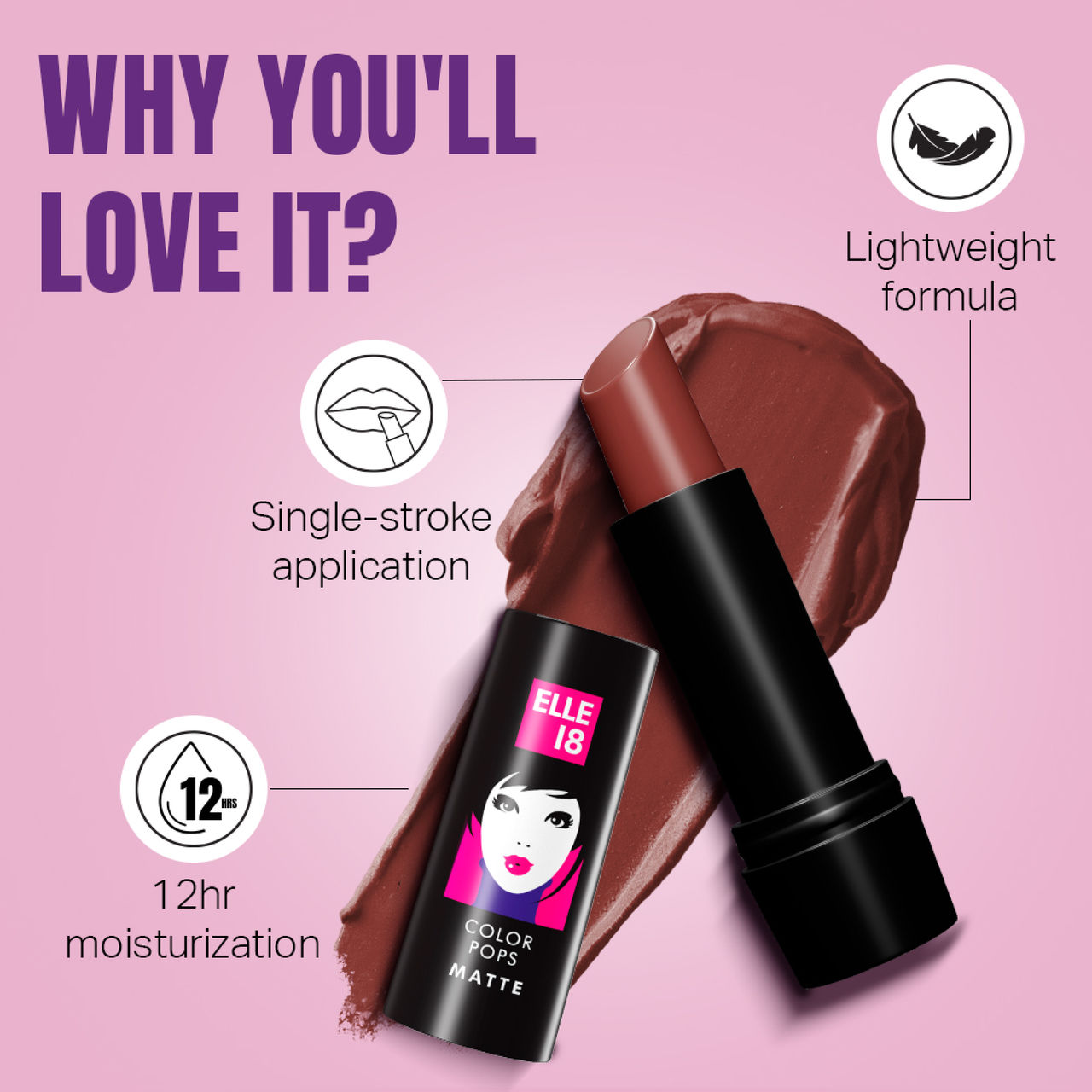 Elle 18 Color Pop Matte Lip Color | B3 Rust Sienna