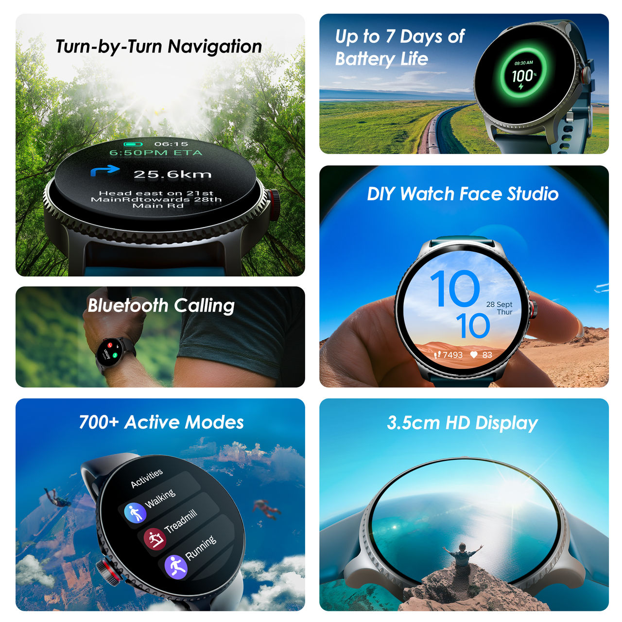 boAt Lunar Discovery Smartwatch | 1.34" Display | BT Calling - Active Blue
