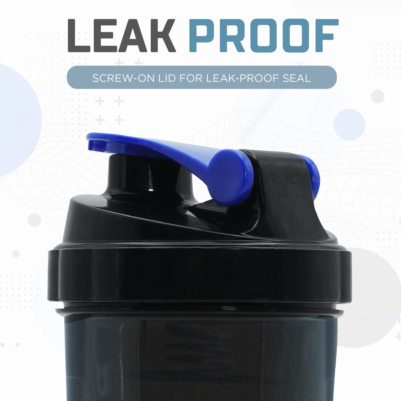 Solara 650 Ml Protein Shaker Bottle For Gym With Two Layer Extra Storage - Black & Blue