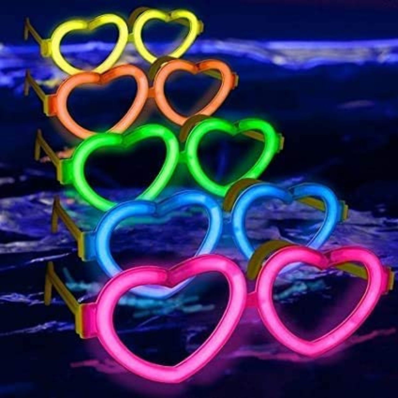 Se7en Glow In The Dark Heart Shape Eye Glasses For Party (Colour May Vary)