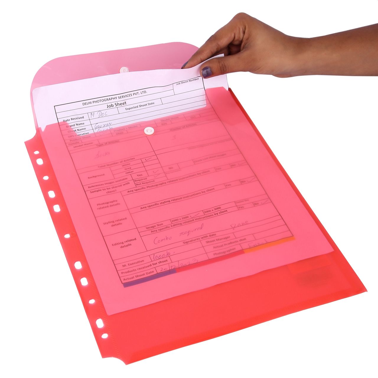 Saya Assorted Punched Document Wallet | Vertical