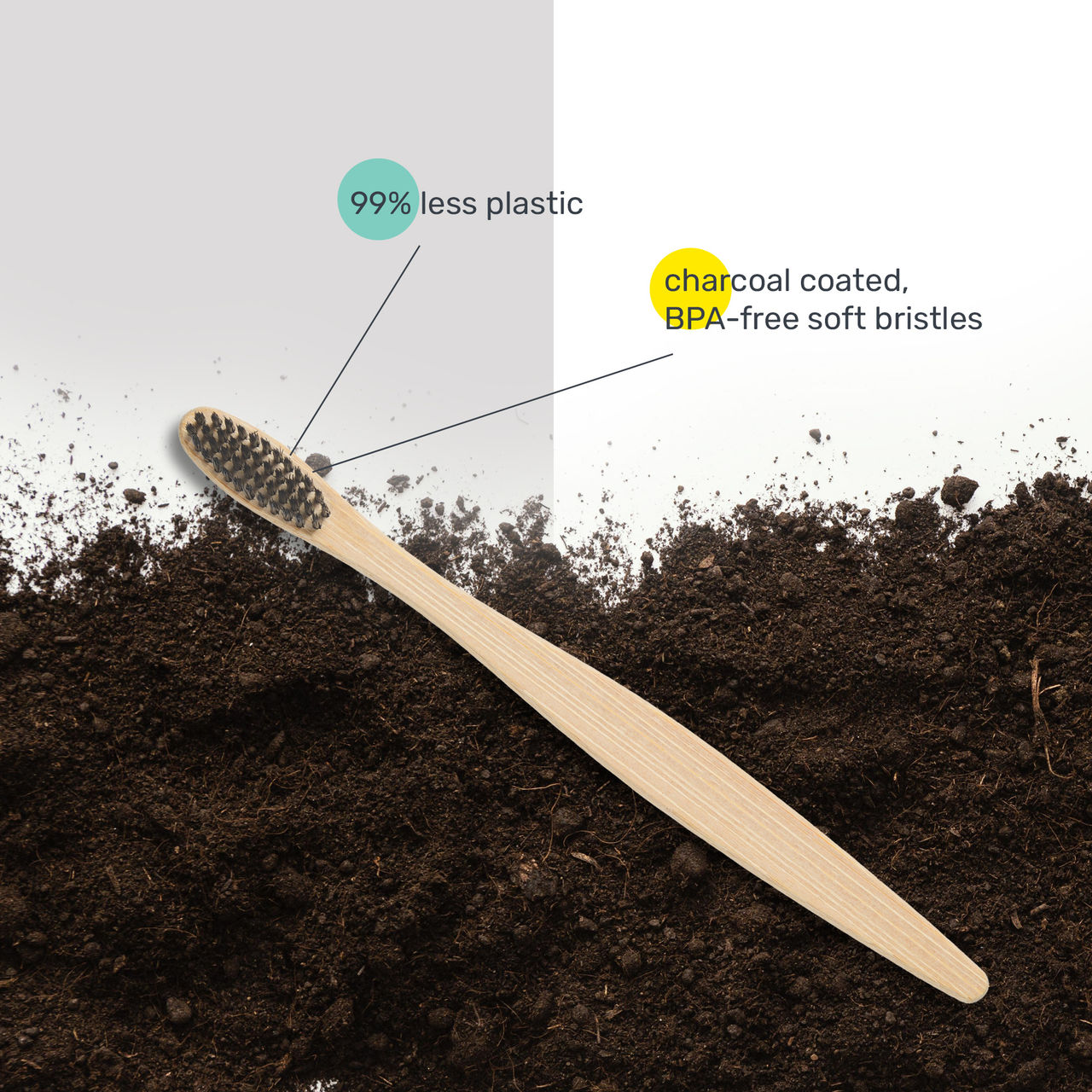 Awenest Bamboo Toothbrush With Charcoal Activated Soft Bristles
