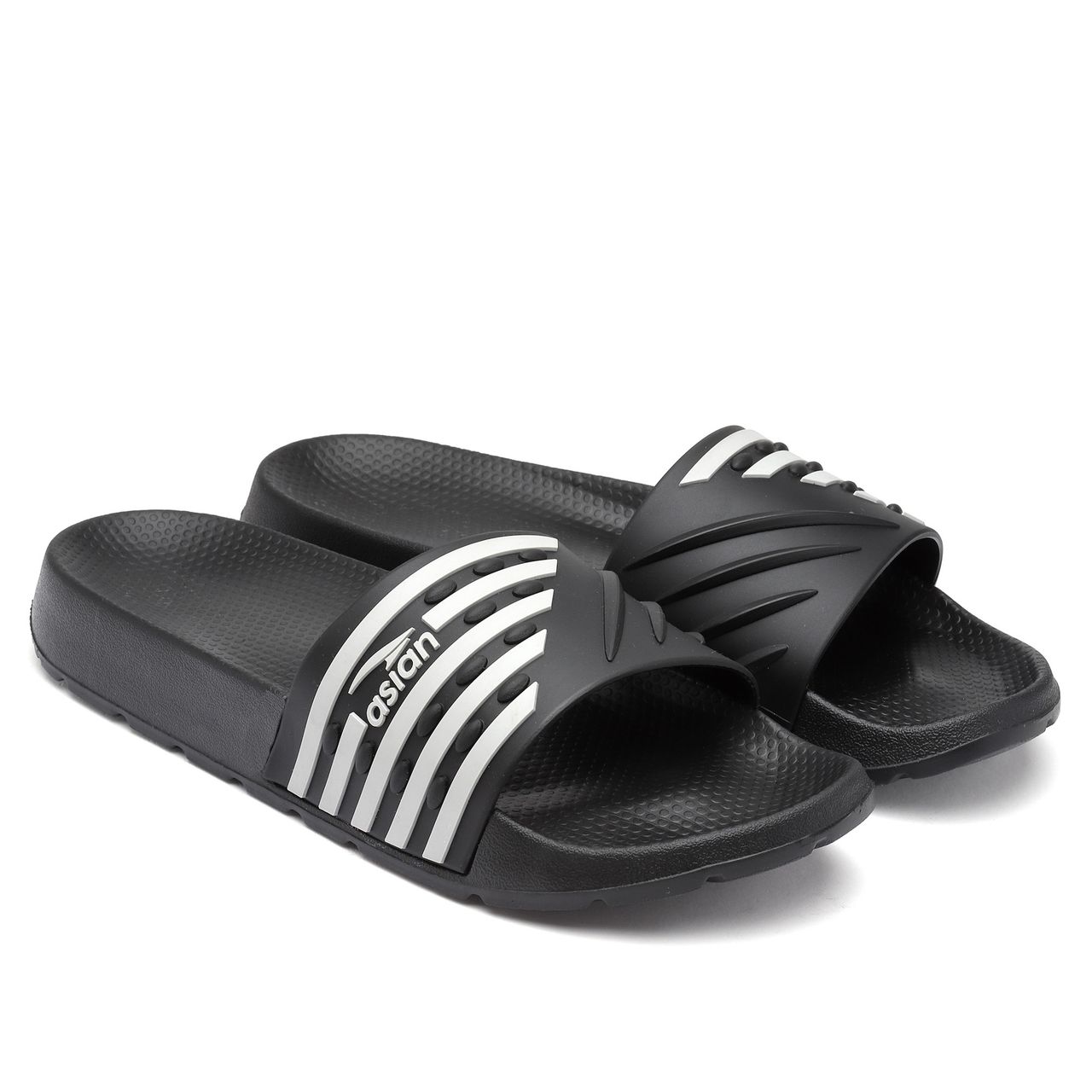Asian Men's Slides | Slider-32 | Black and Grey - UK 8