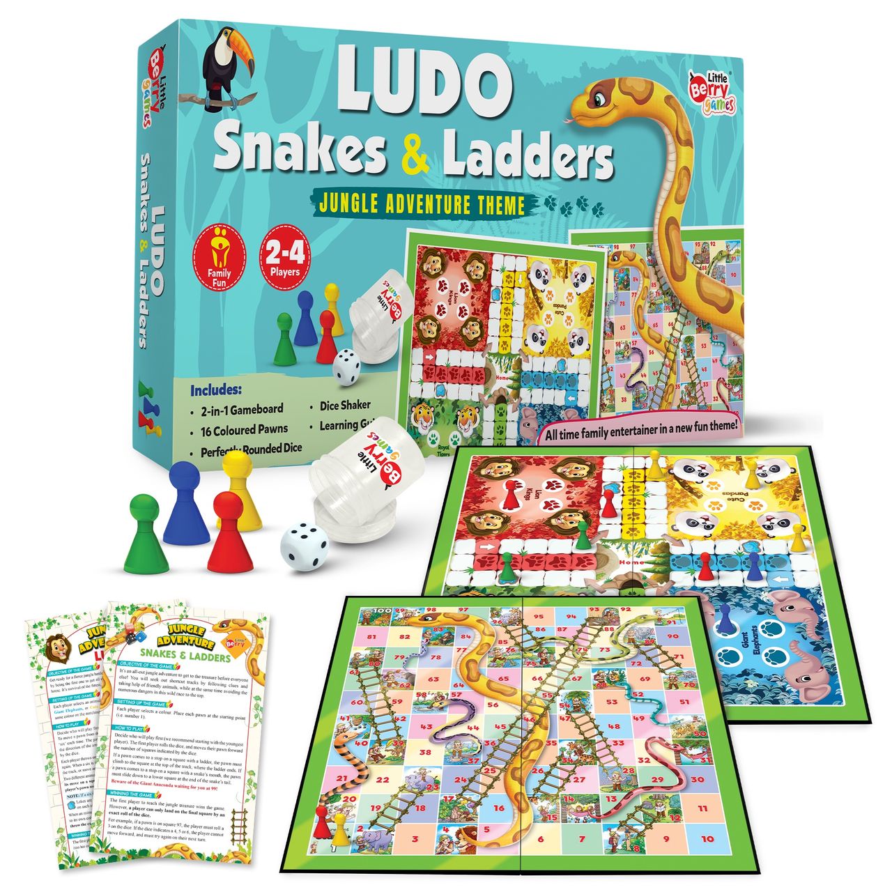 Little Berry Ludo & Snakes Ladders Board Game Set For Kids - 2 In 1 Board Game - Lb52