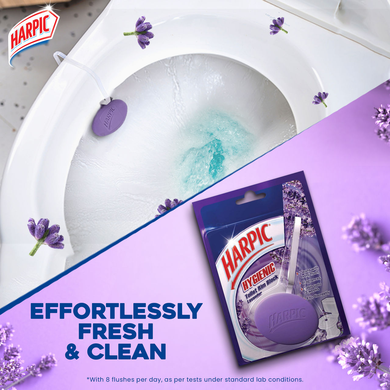 Harpic Hygienic Toilet Cleaner Rim Block Lavender 26 g Combo