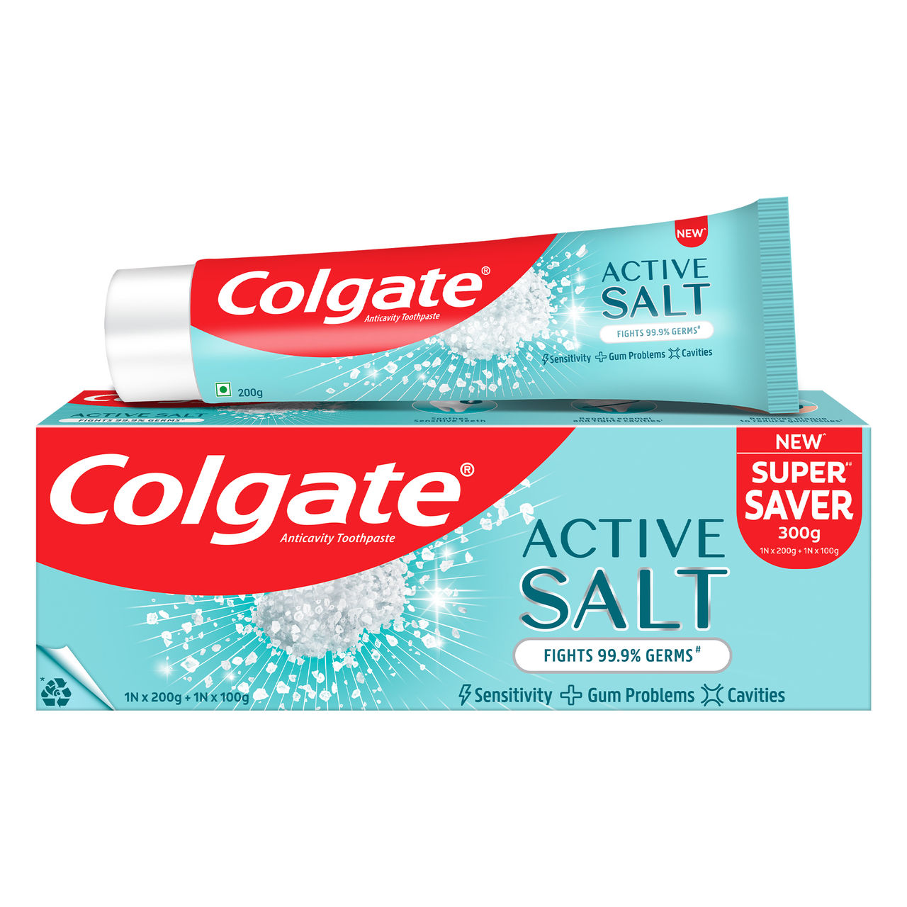 Colgate Active Salt Toothpaste, Germ Fighting Toothpaste for Healthy Gums and Teeth (Saver Pack)