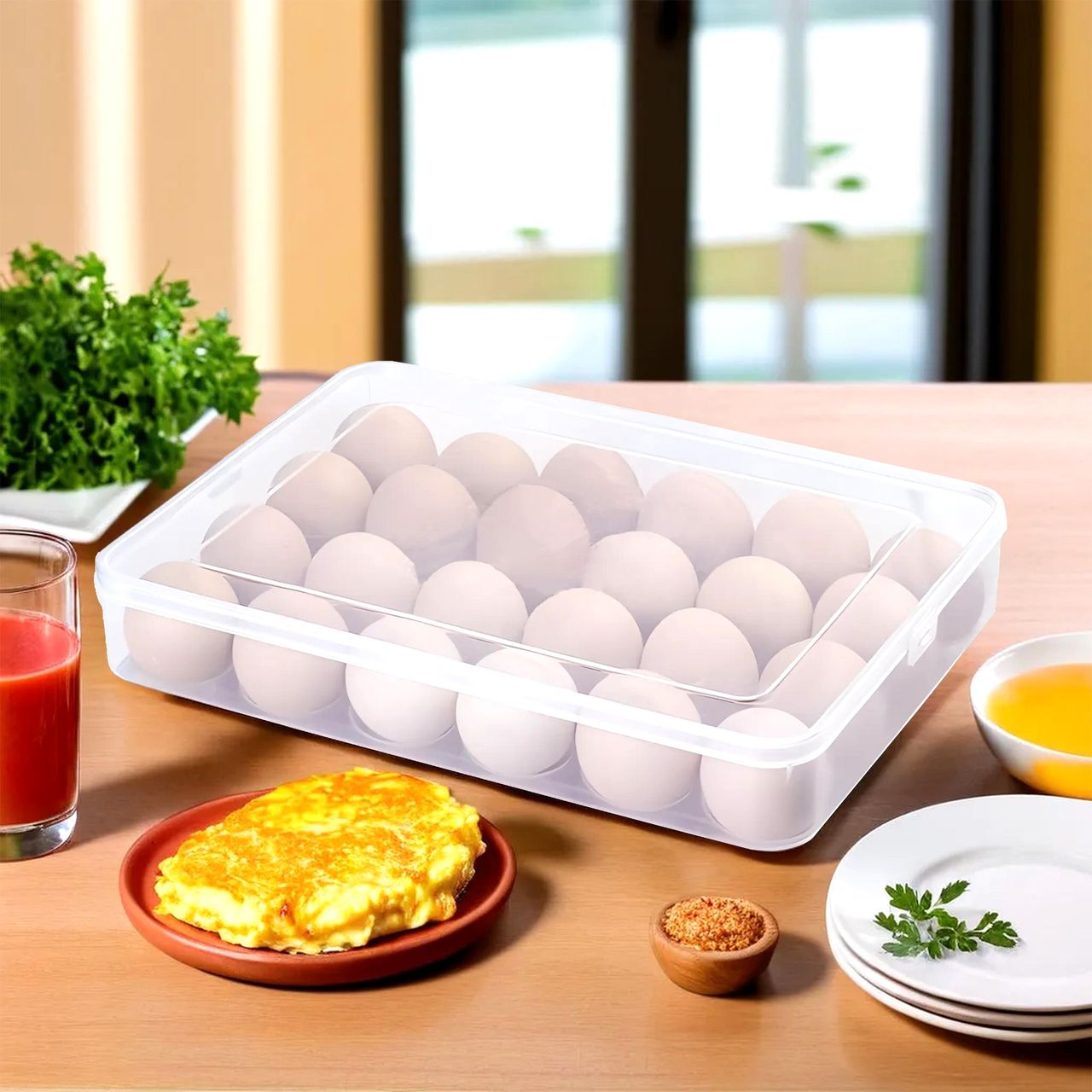 Kuber Industries Transparent Egg Tray with Lid | 24-Egg Storage Container