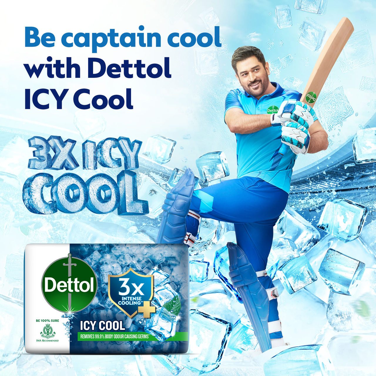 Dettol Icy Cool Bathing Soap Bar with 3X intense cooling
